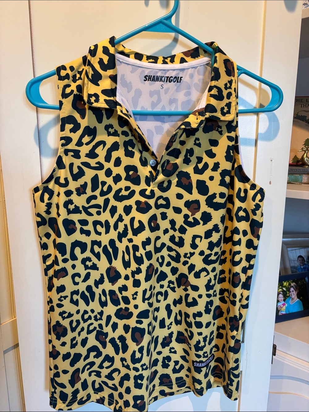 Shanikitgolf Sleeveless Leopard Print Polo - Yellow & Black